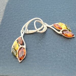Sterling & Amber Hinged Earrings